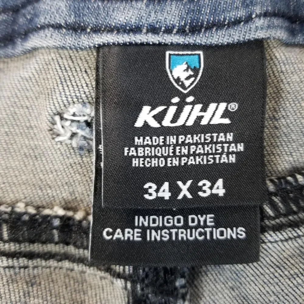 Kuhl Jeans Mens 34x34 Blue Medium Wash Straight Stretch Denim Organic Cotton